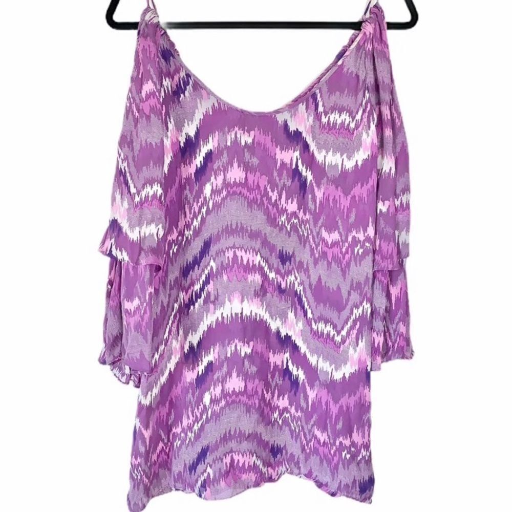 Parker Cold Shoulder Silk Top M - Picture 4 of 5